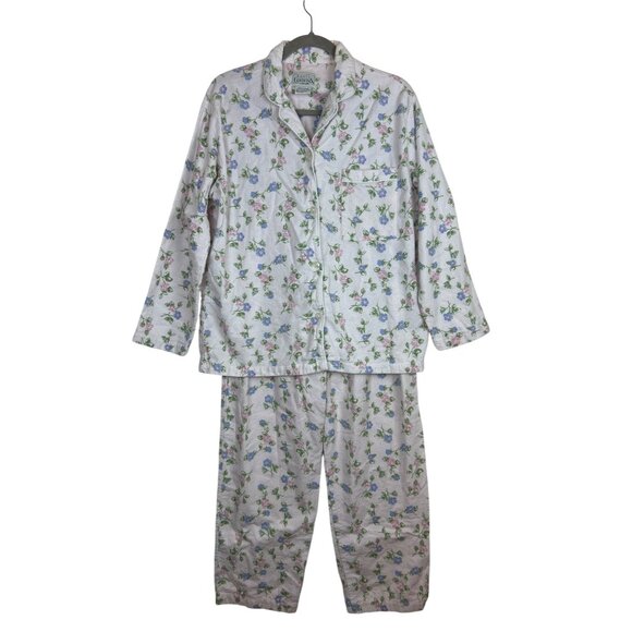 Vtg Basic Edition Intimates Flannel Pajama Set Women’s M Pink Floral Cottagecore - Picture 5 of 16